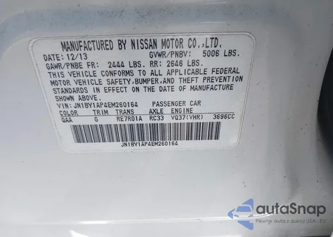 2014 Infiniti Q70 3.7 из США, поврежденный, VIN JN1BY1AP4EM260164